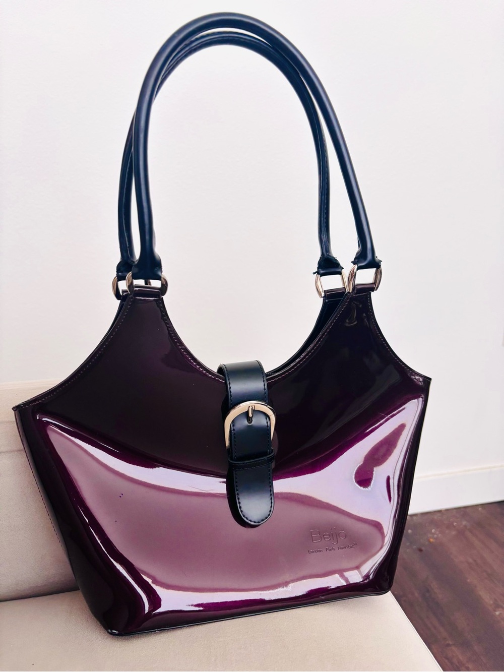 Vintage 2000s Beijo Vinyl Purse in Plum